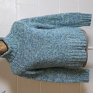 Liz Claiborne Chunky Cotton Blend Knit Coastal Beach Variegated Colors Sweater